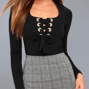 Free People Women’s Looking Back Black Lace-Up Top Biker Goth Witchy Size SMALL